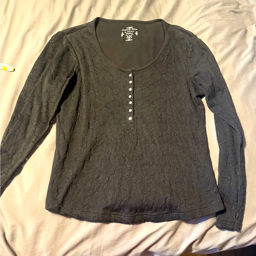 Black lace long sleeve shirt